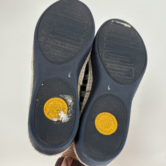 FitFlop Women Dahlia Metallic Stripe Espadrille Shoe Size 7 Slip On Blue Silver - Picture 6 of 6